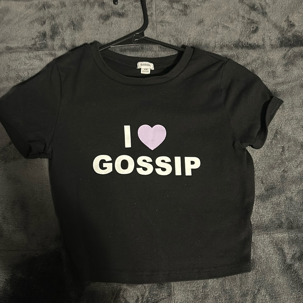 Small Black “I Love Gossip” Baby Tee From Garage